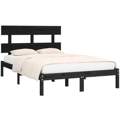 Image of vidaXL Bed Frame without Mattress Black 200x200 cm Solid Wood
