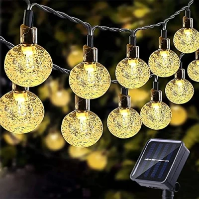 Image of Anmossi Solar String Light,60 LEDs 11m Garden Lights, Waterproof Outdoor Lights Powered Crystal Ball Decorative for Garden,Patio,Yard,Home,Chrismas Tree,Parties,Warm White