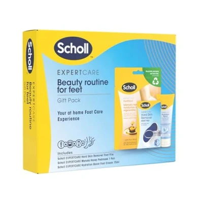 Image of Scholl Beauty Routine Bundle Manuka Honey Foot Mask Socks ExpertCare File for Hard Skin &amp; Hydration Boost Daily Moisturiser Cream 75ml, Pedicure Sets Feet, Gifts Women