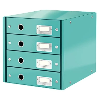 Image of Leitz Drawer Cabinet, 4 Drawers, A4, Click and Store Range 60490051 Ice blue