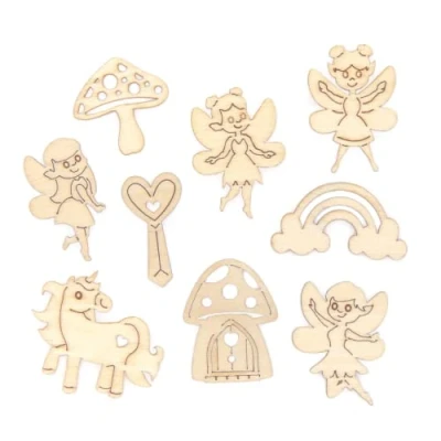 Image of Baker Ross AX912 Fairy Wooden Shapes Pack of 72, Woodcrafts for Kids to Design, Paint, Decorate and Then Use Embellishments or Card Crafts