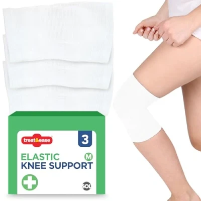Image of 3pk Knee Support Medium Size Compression Sleeve for Running, Squats, Sports, Arthritis, Joint Pain, Ligament Injury Women Running Men Sleeves