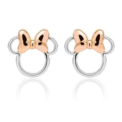 Image of Disney Minnie Mouse silver and rose gold Sterling Stud Earrings E901880TL.PH