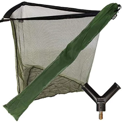 Image of NEW NGT 42&quot; Green Carp Coarse Fishing Landing Net with Strong Metal Spreader Block and Stink Storage Bag