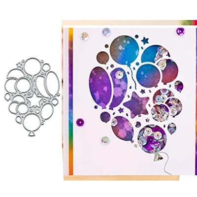 Image of Stars Balloons Metal Cutting Die Cuts, Decoration Stencils DIY Crafts Card Dies Cuts for Embossing Making Photo Decorative Paper Scrapbooking