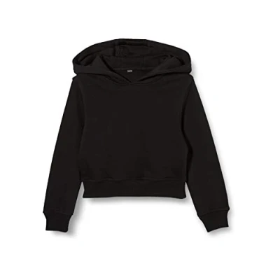Image of Build Your Brand Girl&#039;s By113 girls Cropped Sweat Hoody Hooded Sweatshirt, Black, 146 152