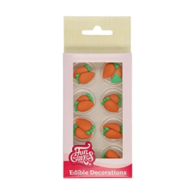Image of FunCakes Sugar Decorations Carrots: Ready to Use for Cake Decoration, Perfect Easter Cupcakes, Muffins, Carrot and more, Glutenfree certified, Set/16