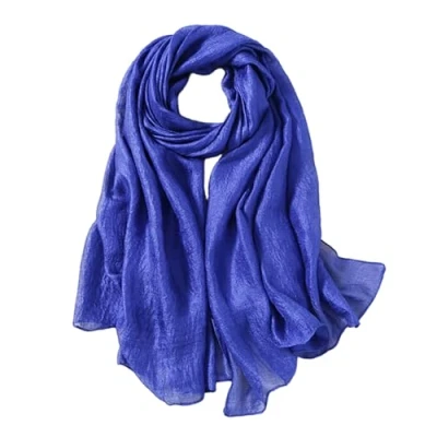 Image of Lina &amp; Lily Shimmer Sheen Scarf Shawl Wrap for Wedding Evening Dress Sheer Lightweight (Royal Blue)