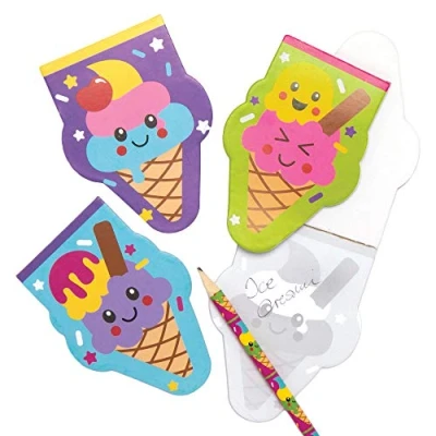 Image of Baker Ross AT965 Ice Cream Memo Pads Pack of 12, for Party Bags and Small Gifts Children