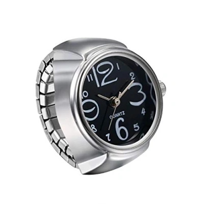 Image of JewelryWe Men Women Finger Watch Creative Elastic Round Quartz Ring Watches