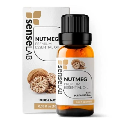 Image of SenseLAB Nutmeg Essential Oil 100% Pure Extract Therapeutic Grade for Diffuser and Humidifier Relaxing Soothing Massage Skin Care (10 ml)