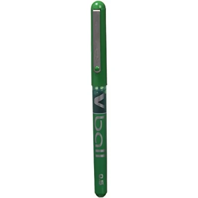 Image of PILOT V Ball VB5 Pack of 12 Rollerball Pens Liquid Ink Fine Metal Tip Green