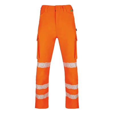 Image of Beeswift Envirowear Orange Hi Vis Trouser Unisex Reflective Sustainable Circular Process Safety PPE Workwear 42 Regular