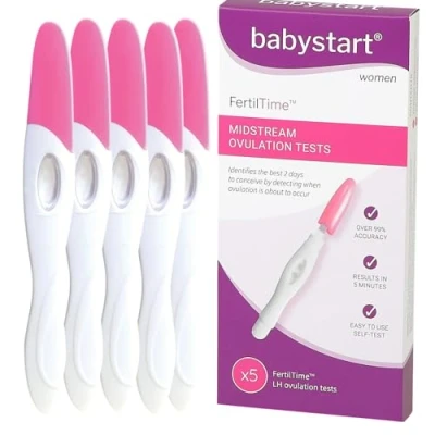 Image of Babystart FertilTime Ovulation Tests, 5X LH Test Strips Sticks, Midstream Hormone Testing Easy Home Fertility Kit for Women Trying a Baby Natural Cycles Predictor Kits