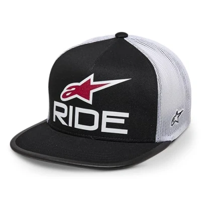 Image of Alpinestars Men&#039;s Original Logo Trucker Hat Baseball Cap, Black/White/red, One Size