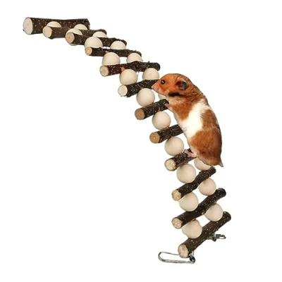 Image of Hamster Wooden Ladder Bridge Mouse Rodents Toy,Hamster Bendable Cage Habitat Toy Small Animal for Climbing