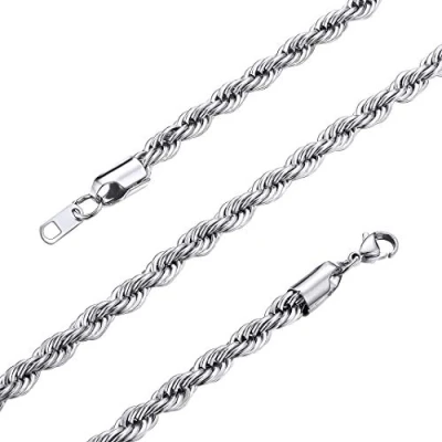 Image of GOLDCHIC JEWELRY 20Inches Twist Link Chains, 6mm Flat Rope Chain Necklace for Women