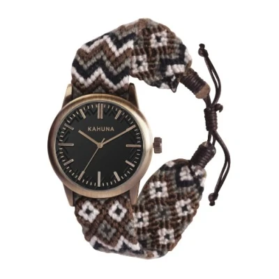 Image of Kahuna Men&#039;s Quartz Watch with Blue Dial Analogue Display and Grey Fabric Strap KGF 0006G