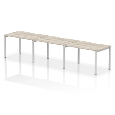 Image of Evolve Plus 1200mm Single Row 3 Person Desk Grey Oak Top Silver Frame