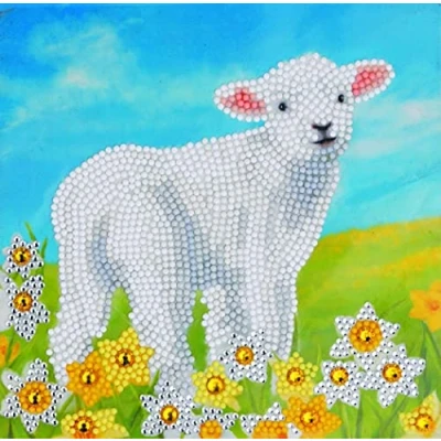 Image of STC Stores / Craft Buddy DIY Crystal Diamond Painting Birthday Greeting Card Kit (Little Lamb 18cm x Spring 2022 Collection)