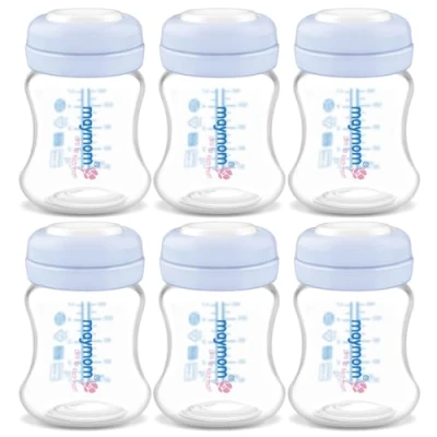 Image of Maymom Wide Mouth Milk Storage Collection Bottle with SureSeal Sealing Disk; Compatible Spectra/Avent/Ameda MYA/Bellababy Pumps. Can Replace Spectra S1 S2 Bottles, 6 pc (4.7Oz/140mL, 6pc)
