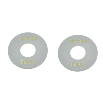 Image of KAISH 2pcs White with Gold Letters Guitar Toggle Switch Washer Rhythm Treble Ring for Les Paul