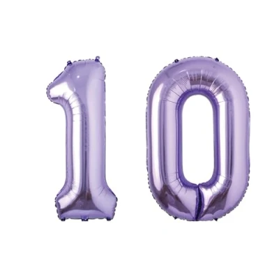 Image of Purple Number 10 Large Helium Foil Balloon Birthday Party Wedding Anniversary Decoration 101cm