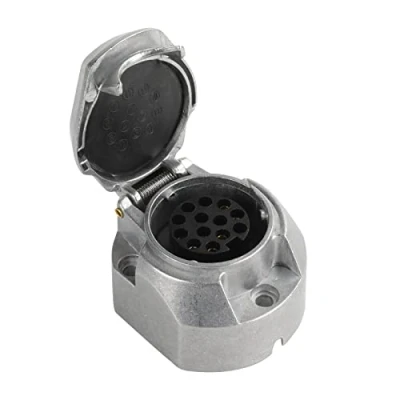 Image of AOHEWEI 13 Pin Towbar Electrics Trailer Socket Metal Aluminium Alloy Way Car Lights Connectors for Boats RV Caravan or Other Commercial Vehicle