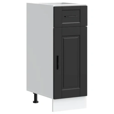 Image of vidaXL Porto Black Kitchen Base Cabinet Engineered Wood Ample Storage Adjustable Feet Modern Design