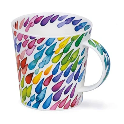 Image of Dunoon Fine Bone China Mug Made in England Cairngorm Shape Monsoon Raindrops Pattern 480ml Dishwasher Safe (Diagonal)
