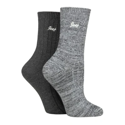 Image of Jeep Womens Walking Boot Socks 2 Pack High Performance Polyester Running (4 8, Charcoal/Slate)