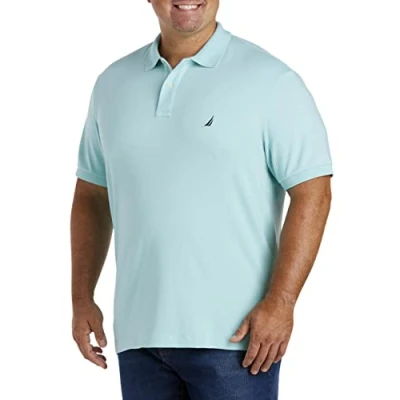 Image of Nautica Men&#039;s Classic Fit Short Sleeve Solid Soft Cotton Polo Shirt, Harbor Mist, XXX Large Tall