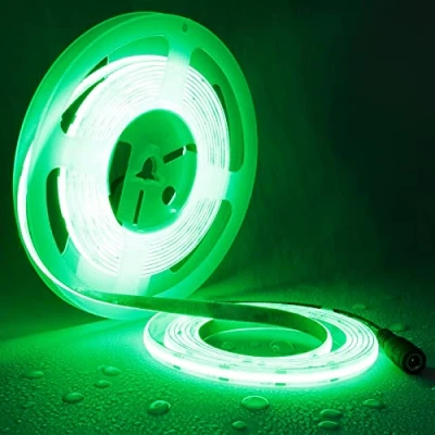 Image of TOPAI 12V COB LED Strip Light Green 5M Outdoor Waterproof Super Bright Self Adhesive 480LED/M Total 2400LEDs Dotless High Density Cuttable Flexible for Cabinet Home DIY Lighting Projects