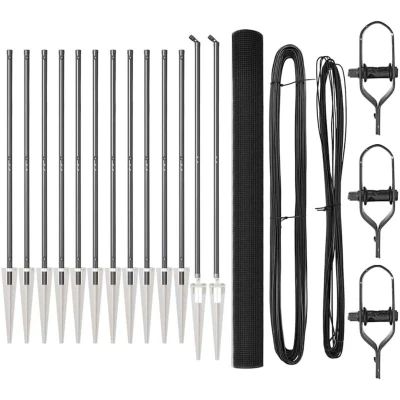 Image of vidaXL Welded Wire Fence with 13 Spike Posts Grey 1.5x50 m Steel