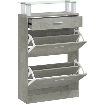 Image of vidaXL Shoe Cabinet Concrete Grey 63x24x104 cm Engineered Wood