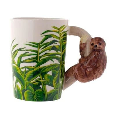 Image of Puckator Jungle Explorer Sloth Ceramic Shaped Handle Tea Coffee Mug Funny Home Accessories Cute Gifts for Girlfriend Large Mugs Men Women Hot Drinks Cups Presents Secret Santa Gift Cup Set