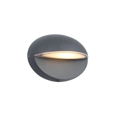 Image of Oval Outdoor 4000K LED Wall Light 9W Grey Kosnic Haldon