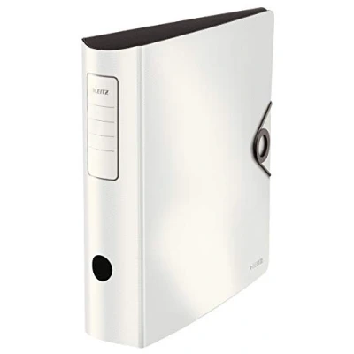 Image of Leitz 10471001 A4 180 Active Solid Folder with Rounded Spine for up to 500 Sheets Approx 8.2 cm Width Elastic Fastener Made of Durable Polyfoam White