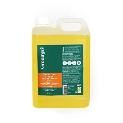 Image of Groomers Everyday Fruity dog Shampoo for groomingLong lasting fragranceCleanses, conditions dirty dogspH balancedVeganParaben FreeEasy rinseSuitable all coats (2.5L), Yellow, 2132325001
