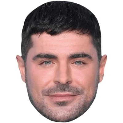 Image of Zac Efron (Stubble) Celebrity Mask, Flat Card Face, Fancy Dress Mask