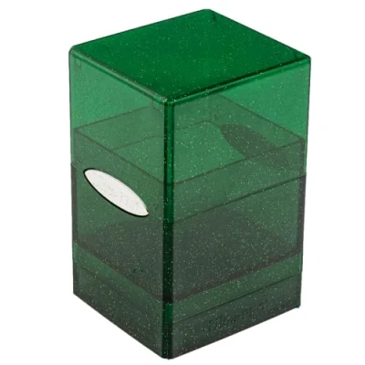 Image of Ultra PRO Satin Tower 100+ Standard Size Card Deck Box (Green Glitter) Protect Your Gaming Cards, Sports Cards or Collectible In Pro&#039;s Stylish Glitter