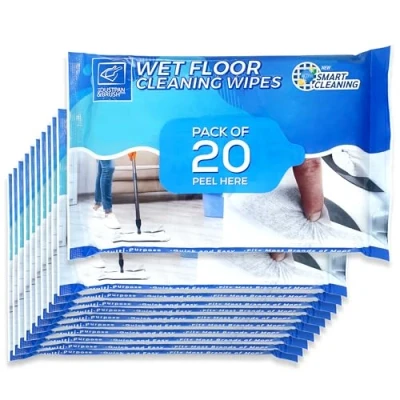 Image of Wet Floor Cleaning Wipes for Most Flat Mops Compatible with Flash Perfect Cleaner Laminate, Tile, Wood, or Hard Surfaces (10 count (Pack of 200))