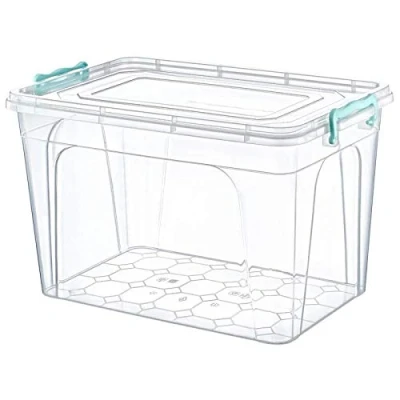 Image of Heavy Duty Clear Plastic Storage Boxes Stackable Containers with Locking Lid (4, 30 Litre)