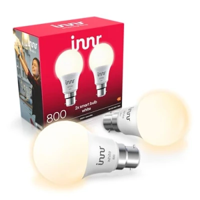 Image of Innr Zigbee B22 Bayonet Smart Bulb, Light Bulbs Warm White, Works with Hue*, Amazon Echo 4th Gen., Alexa (Bridge Required), LED Bulb Bayonet, 806 Lumen, Dimmable, 2 Pack