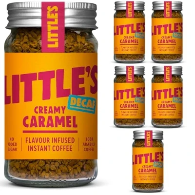 Image of Little&#039;s Creamy Caramel Flavoured Instant Decaf Coffee 6 x 50g Jar Smooth &amp; Rich Decaffeinated