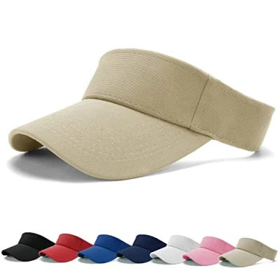 Image of BLURBE Sun Visor Cap Women Ponytail Baseball Cap, Sport Outdoor Plain Adjustable Twill Golf Tennis Hats for Men Khaki