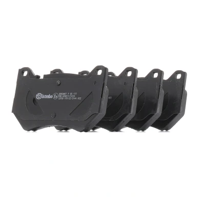 Image of 80A698151C, 80A698151H Brake pad set BREMBO P 85 177 prepared for wear indicator with anti squeak plate without accessories AUDI: Q5 SUV Sportback,