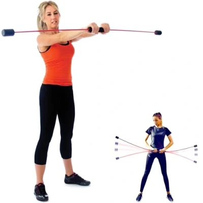 Image of Physioworx Vibration Flexibar Zumba Toning Sticks Fitness Body Bars to Strengthen Arms, Back and Shoulders Improve Posture with Good Fibrations