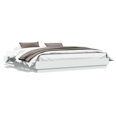 Image of vidaXL 200x200 cm White Double Bed Frame Engineered Wood with Storage Drawers &amp; Compartments