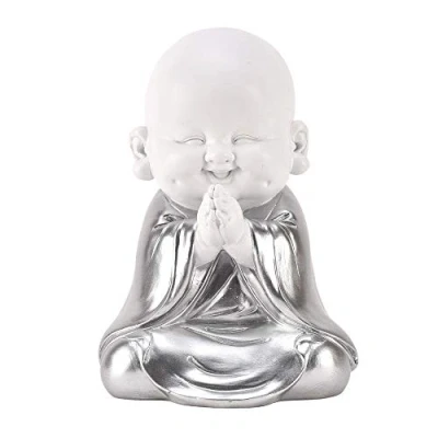 Image of Widdop HESTIA Baby Buddha Silver and White Child Zen Gift Ornament Hands Together HE1676
